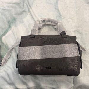 NWT Tumi “Gracie” Crossbody in Gray Leather with Black Accents
